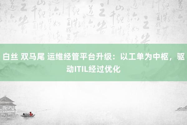 白丝 双马尾 运维经管平台升级：以工单为中枢，驱动ITIL经过优化