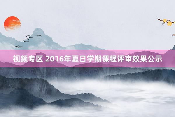 视频专区 2016年夏日学期课程评审效果公示