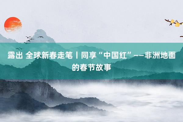 露出 全球新春走笔丨同享“中国红”——非洲地面的春节故事