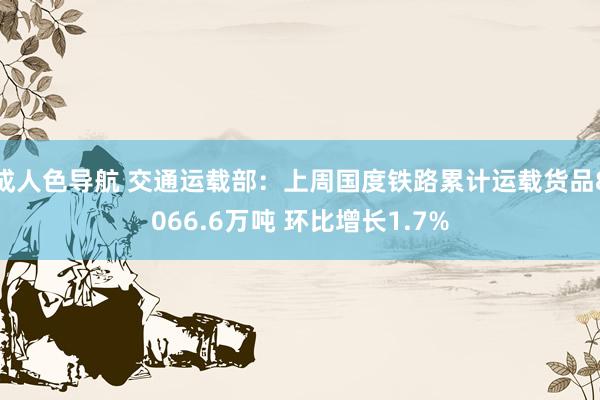 成人色导航 交通运载部：上周国度铁路累计运载货品8066.6万吨 环比增长1.7%