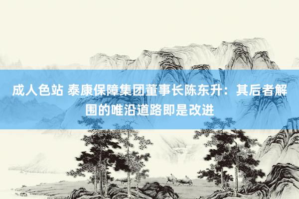成人色站 泰康保障集团董事长陈东升：其后者解围的唯沿道路即是改进